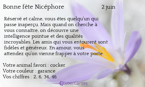 Carte bonne fête Nicéphore