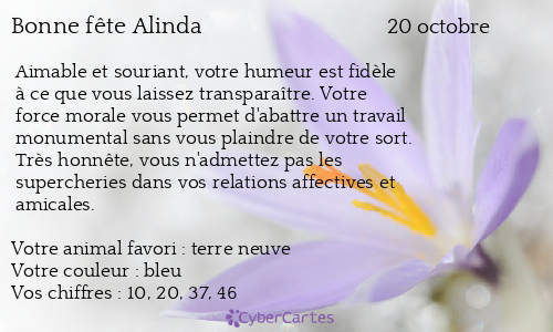 Carte bonne fête Alinda