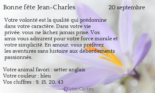 Carte bonne fête Jean-Charles