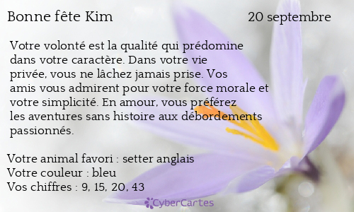 Carte bonne fête Kim