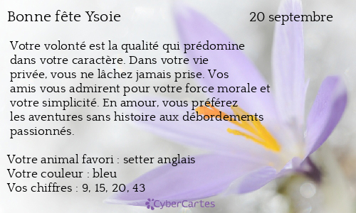 Carte bonne fête Ysoie