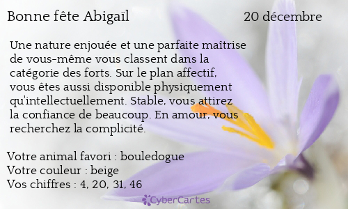 Carte bonne f&ecirc;te Abigaïl