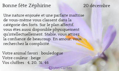 Carte bonne fête Zéphirine