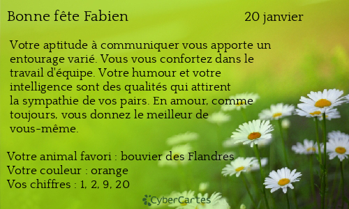 Carte bonne fête Fabien