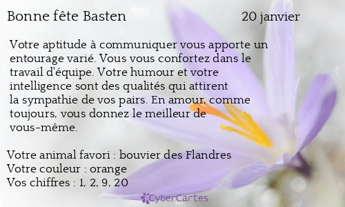 Carte bonne fête Basten