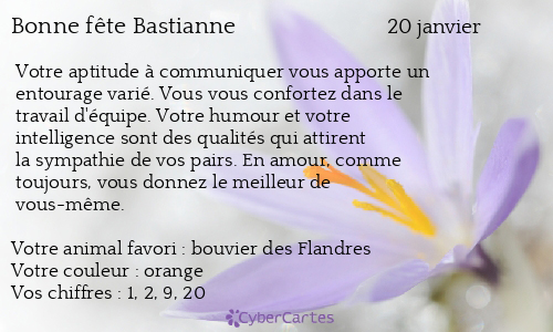 Carte bonne fête Bastianne