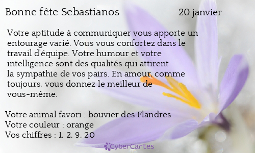 Carte bonne fête Sebastianos
