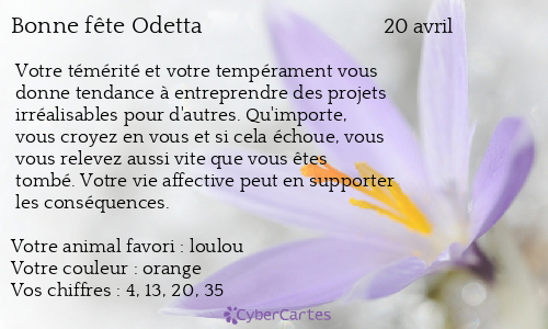 Carte bonne fête Odetta