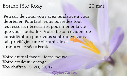 Carte bonne fête Roxy