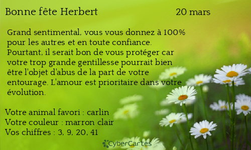 Carte bonne fête Herbert