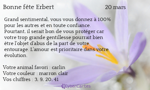 Carte bonne f&ecirc;te Erbert