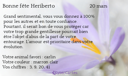 Carte bonne fête Heriberto