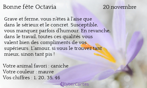 Carte bonne fête Octavia