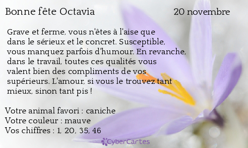 Carte bonne fête Octavia