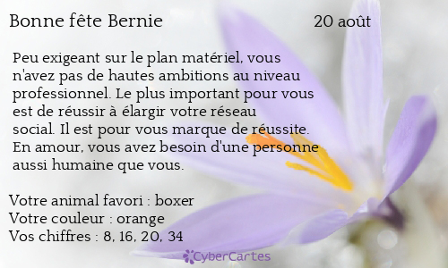 Carte bonne fête Bernie