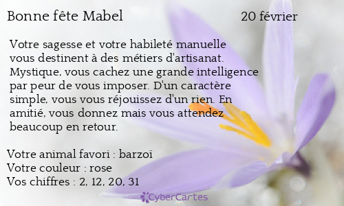 Carte bonne fête Mabel