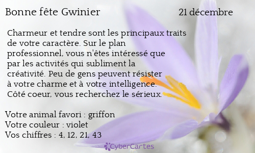 Carte bonne fête Gwinier