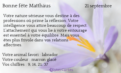 Carte bonne fête Matthäus