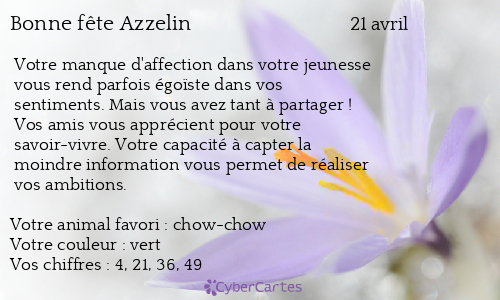 Carte bonne fête Azzelin