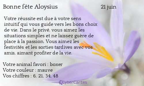 Carte bonne fête Aloysius