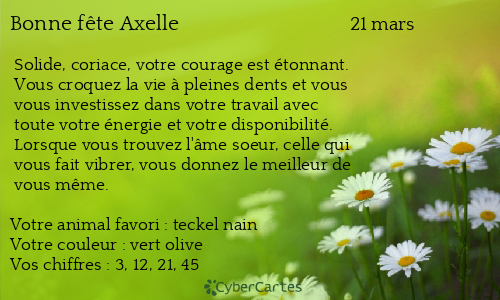 Carte bonne fête Axelle