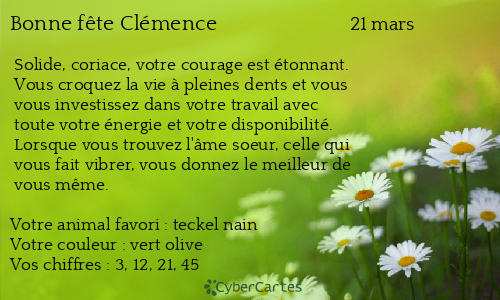 Carte bonne fête Clémence