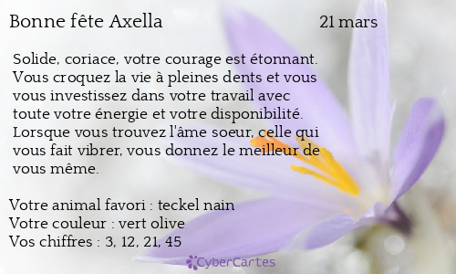 Carte bonne fête Axella