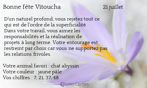 Carte bonne fête Vitoucha