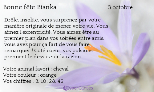 Carte bonne fête Bianka