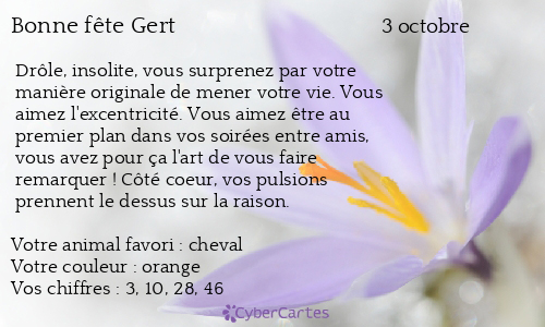 Carte bonne fête Gert
