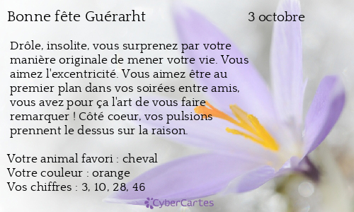 Carte bonne f&ecirc;te Guérarht