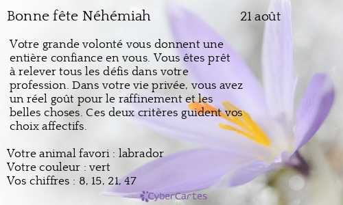 Carte bonne fête Néhémiah