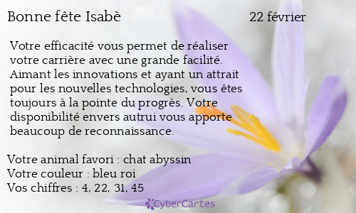 Carte bonne fête Isabè