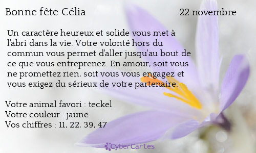 Carte bonne fête Célia