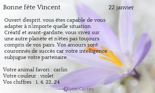 Carte bonne f&ecirc;te Vincent