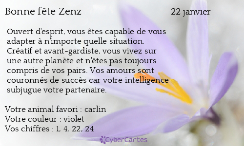 Carte bonne fête Zenz