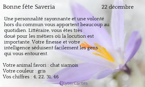 Carte bonne fête Saveria