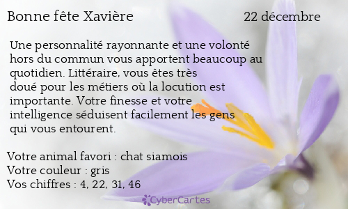 Carte bonne fête Xavière