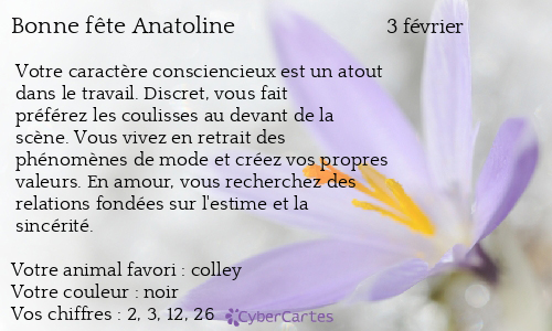 Carte bonne fête Anatoline