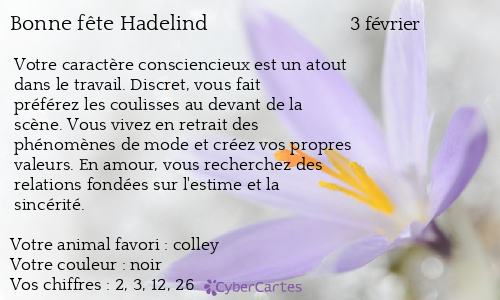 Carte bonne fête Hadelind