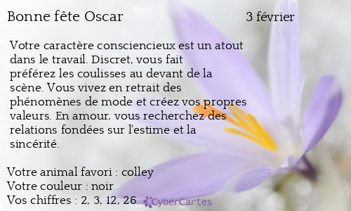 Carte bonne f&ecirc;te Oscar