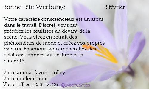 Carte bonne fête Werburge