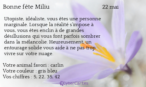 Carte bonne fête Miliu