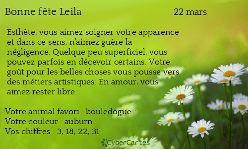 Carte bonne fête Leila