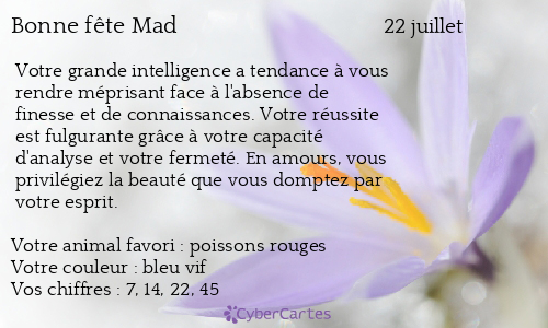 Carte bonne f&ecirc;te Mad