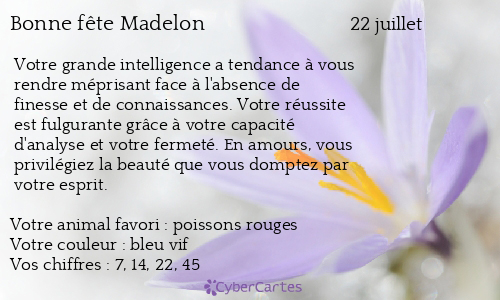 Carte bonne fête Madelon