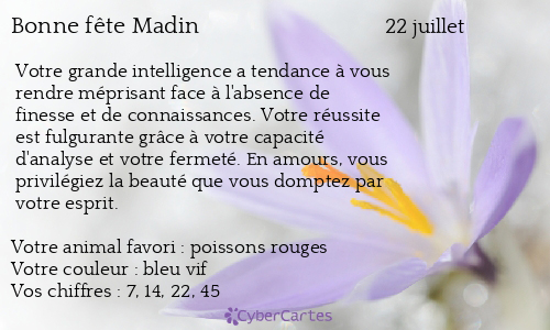 Carte bonne fête Madin