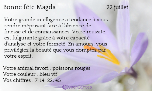 Carte bonne fête Magda