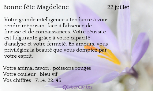 Carte bonne fête Magdelène