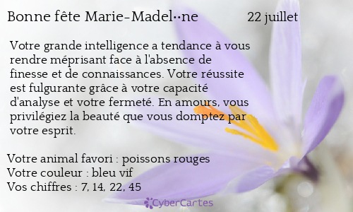 Carte bonne fête Marie-Madel��ne